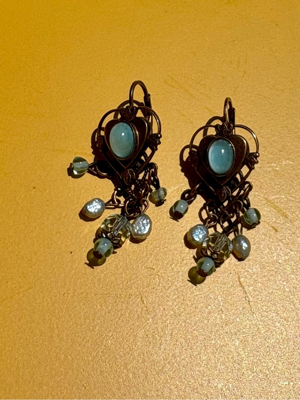 Kirks Folly Aqua Teardrop and Bead Dangle Earrings